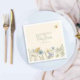 Boho spring floral personalised baby shower napkin