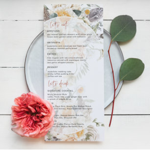 Boho Spring Florals   Wedding Menu
