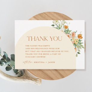 Boho Spring Flowers Baby Shower Thank You Cards