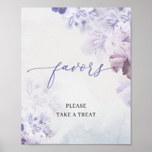 Boho Spring purple dusty blue pink flowers favours Poster