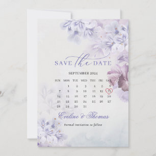 Boho spring purple flowers mauve month calendar sa save the date