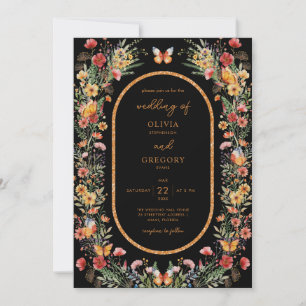 Boho Spring Watercolor Wildflowers Photo Wedding  Invitation