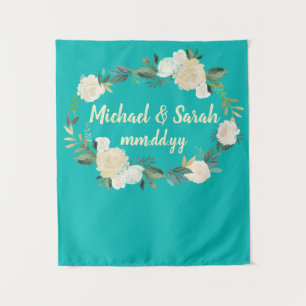 Boho Spring Wedding Reception Photo Booth Backdrop Tapestry