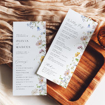 Boho Spring Wildflower Elegant Wedding Program