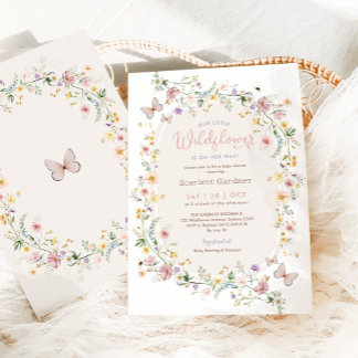 Boho Spring Wildflower Garden Girl Baby Shower Invitation