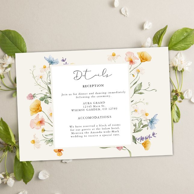 Boho Spring Wildflowers Botanical Garden Wedding Enclosure Card (Creator Uploaded)