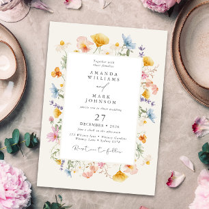Boho Spring Wildflowers Botanical Garden Wedding  Invitation