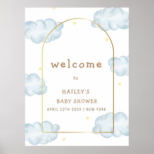 Boho Star Cloud Arch Boy Baby Shower Welcome Poster