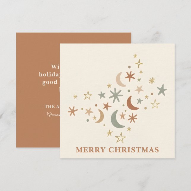 Boho Star Cluster Christmas Holiday Card (Front/Back)