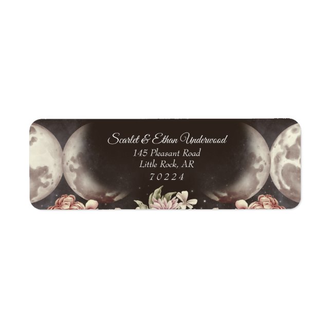 Boho Starry Night Triple Moon Return Address Label (Front)