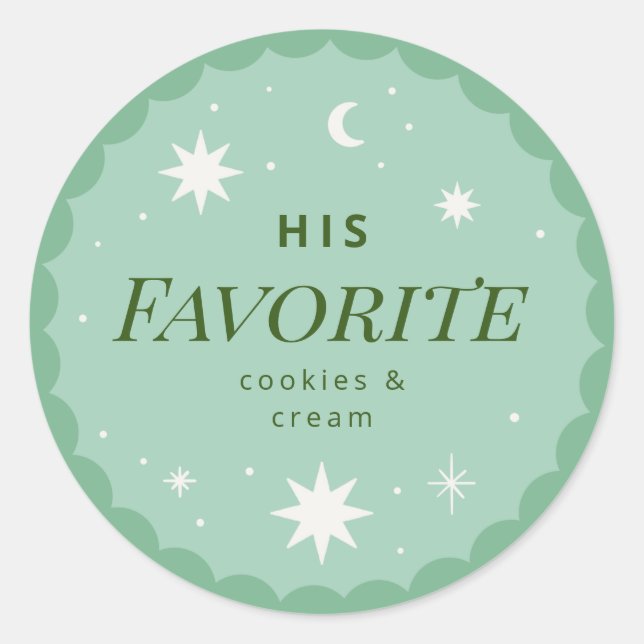 Boho stars “his favourite” wedding favour sticker (Front)