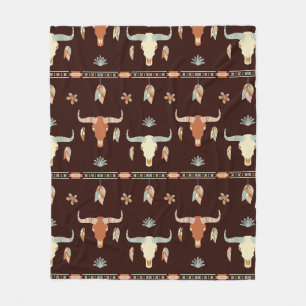Boho Steer Pattern Fleece Blanket