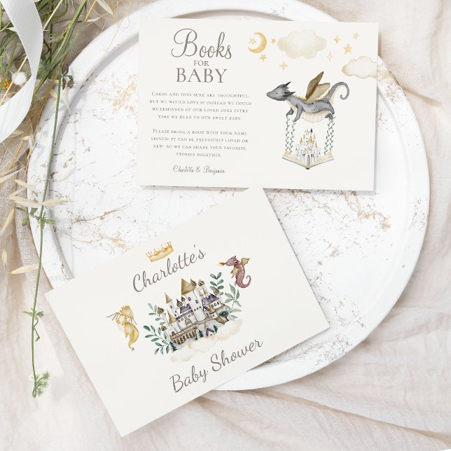 Boho Storybook Dragon Baby Shower Books For Baby Enclosure Card (Creator Uploaded)