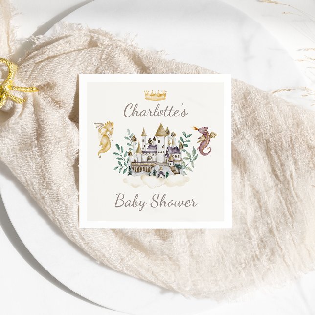 Boho Storybook Dragon Baby Shower Napkin (Creator Uploaded)
