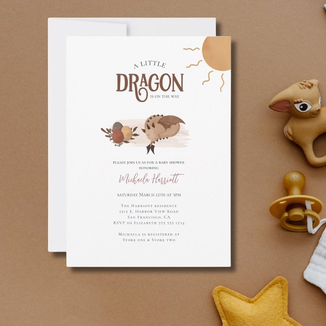 Boho Storybook Dragon is on the way Baby Shower Invitation (Creator Uploaded)