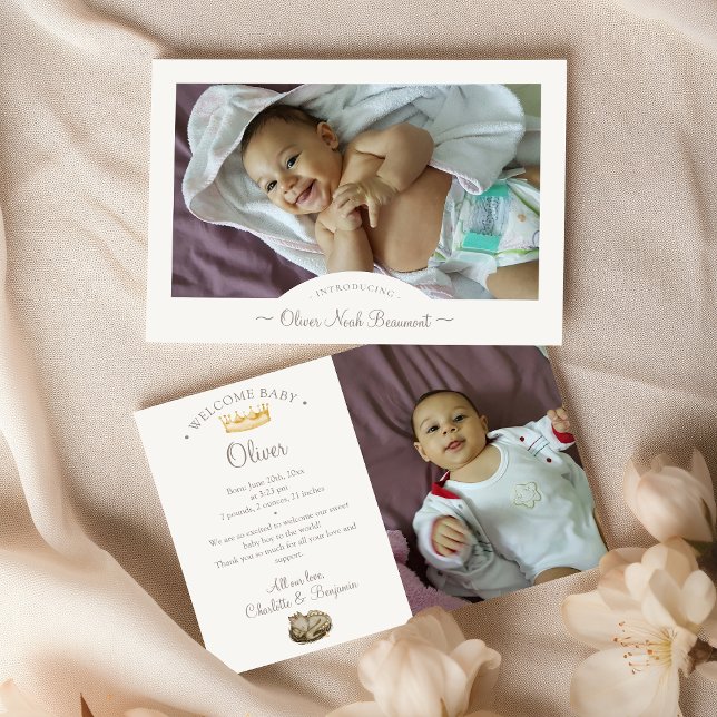 Boho Storybook Dragon Two Photo Birth Announcement (Creator Uploaded)