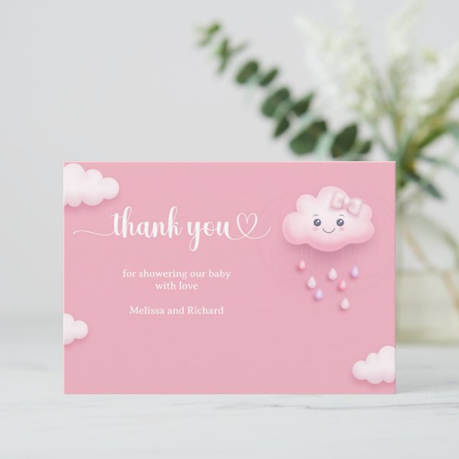 Boho Strawberry Baby Shower Berry Sweet Thank You  Enclosure Card (Standing Front)