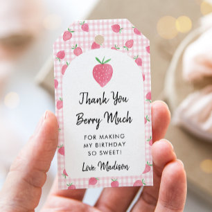 Boho Strawberry Berry Sweet Birthday Gift Tags