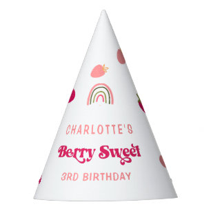 Boho Strawberry Berry Sweet Birthday Party Hat