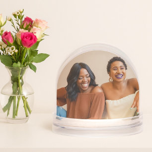 Boho Stripe Bridesmaid Proposal Photo Confetti Snowglobe