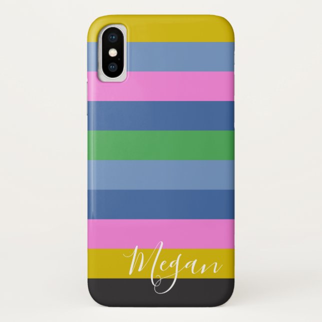Boho Stripe Personalised Name Case-Mate iPhone Case (Back)