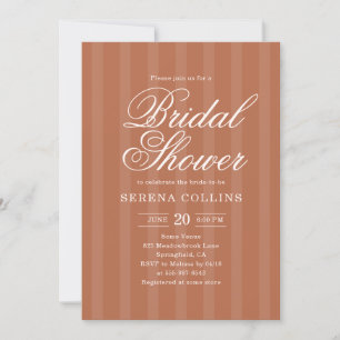 Boho Stripe Vintage Terracotta Bridal Shower Invitation