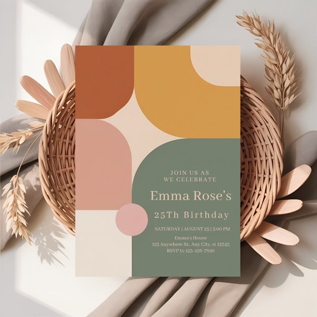 Boho Stripes Birthday Bash – Mint & Orange Invitation (Creator Uploaded)