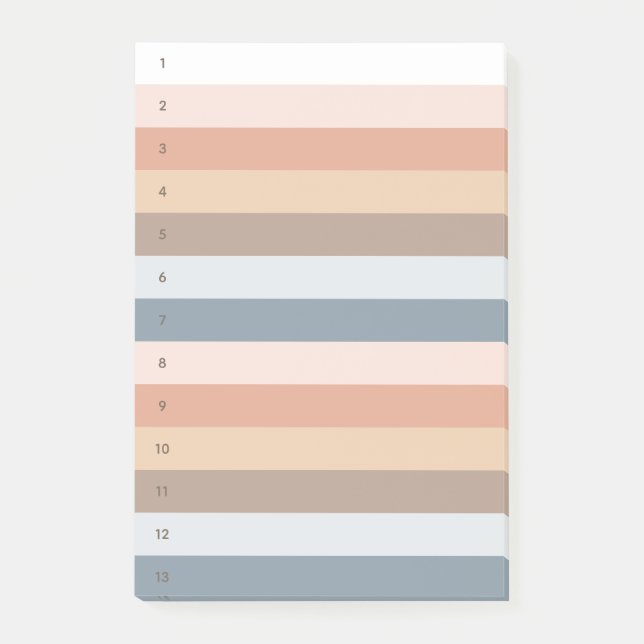 Boho Stripes Numbered Post-it Notes (Front)