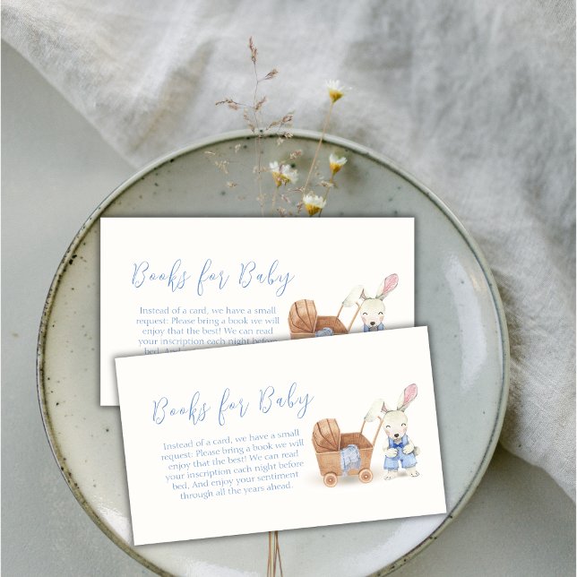 Boho Stroller Rabbit Boy Books For Baby Shower Enclosure Card (Boho Stroller Rabbit Boy Books For Baby Shower Enclosure Card)