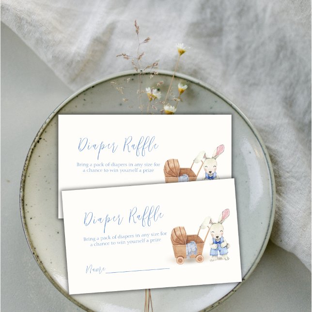 Boho Stroller Rabbit Boy Diaper Raffle Baby Shower Enclosure Card (Boho Stroller Rabbit Boy Diaper Raffle Baby Shower Enclosure Card)