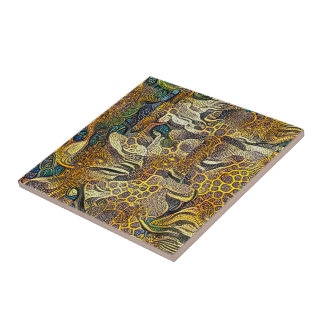Boho Style Abstract ceramic tile