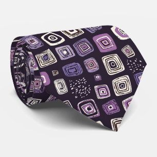 Boho Style Abstract Purple Neck Tie