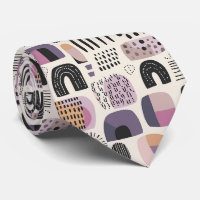 Boho Style Abstract Purple Neck Tie