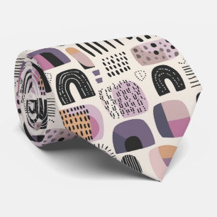 Boho Style Abstract Purple Neck Tie