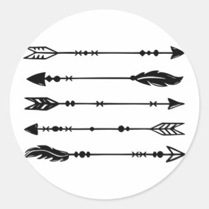Boho Style Arrows Black & White Classic Round Sticker