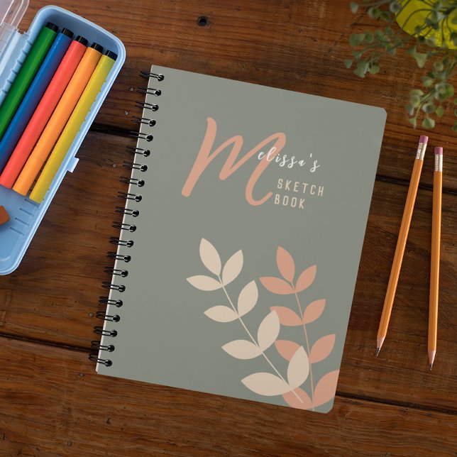 Boho Style Botanical Art Monogram Name Sketchbook Notebook (Creator Uploaded)