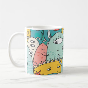 Boho style cute monsters, seamless. coffee mug