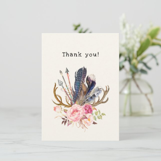 Boho Style Design customisable Thank you Card (Standing Front)