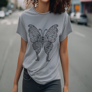 Boho-Style Distressed Butterfly T-Shirt