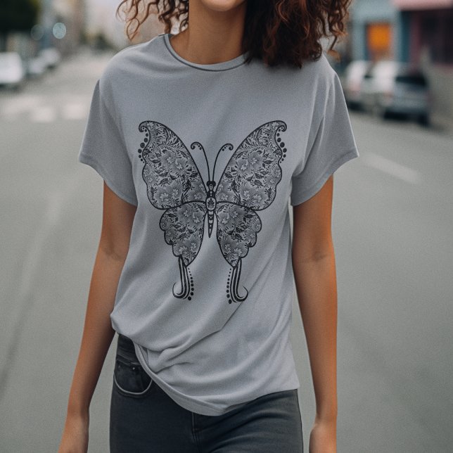 Boho-Style Distressed Butterfly T-Shirt (Boho-Style Distressed Butterfly T-Shirt)