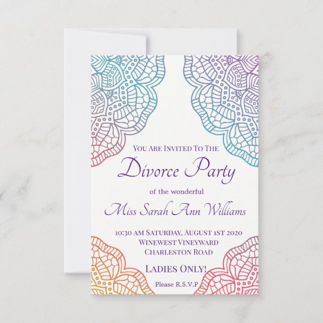 Boho Style Divorce Party Invitation (Front)