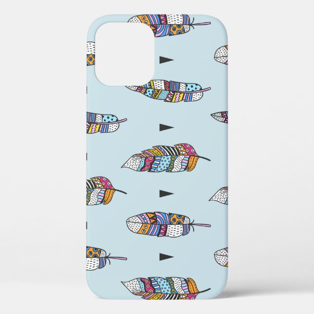 Boho Style Feather Hand Drawn Case-Mate iPhone Case (Back)