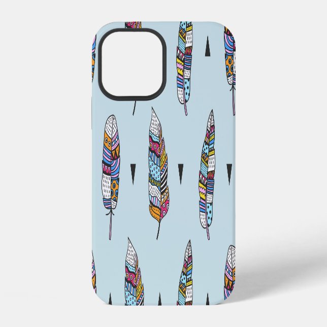 Boho Style Feather Hand Drawn iPhone Case (Back)