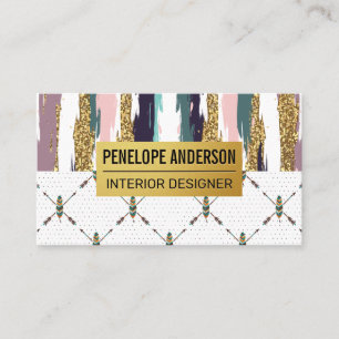 Boho Style   Feather Modern Abstract Patterns Business Card