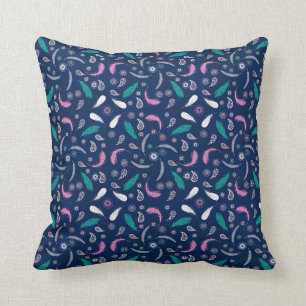 boho style feathers pattern cushion