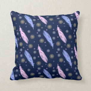 boho style feathers pattern cushion