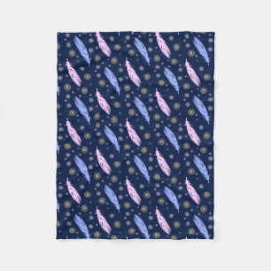 boho style feathers pattern fleece blanket