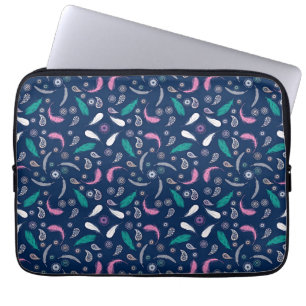 boho style feathers pattern laptop sleeve