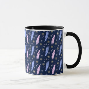 boho style feathers pattern mug