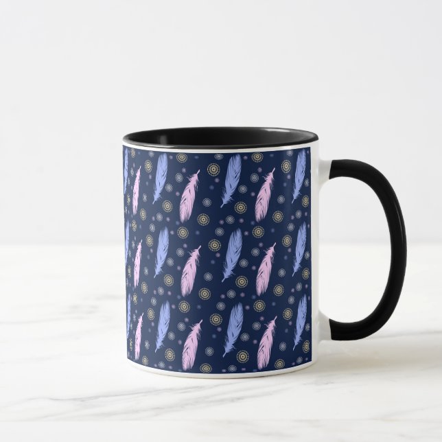 boho style feathers pattern mug (Right)